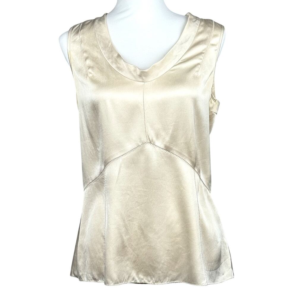 Tory Burch Silk Shell Top Size 6 Sleeveless Blouse Vanilla Beige Champagne